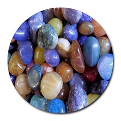 Rock Tumbler Used To Polish A Collection Of Small Colorful Pebbles Round Mousepads by Simbadda