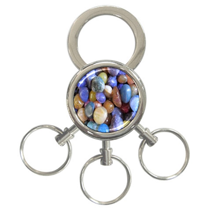 Rock Tumbler Used To Polish A Collection Of Small Colorful Pebbles 3-Ring Key Chains