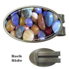 Rock Tumbler Used To Polish A Collection Of Small Colorful Pebbles Money Clips (oval)  by Simbadda