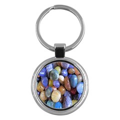 Rock Tumbler Used To Polish A Collection Of Small Colorful Pebbles Key Chains (round)  by Simbadda