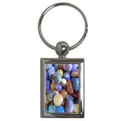 Rock Tumbler Used To Polish A Collection Of Small Colorful Pebbles Key Chains (rectangle)  by Simbadda