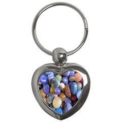 Rock Tumbler Used To Polish A Collection Of Small Colorful Pebbles Key Chains (heart)  by Simbadda