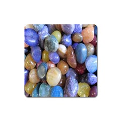 Rock Tumbler Used To Polish A Collection Of Small Colorful Pebbles Square Magnet