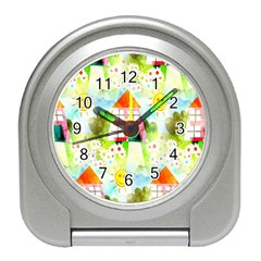 Summer House And Garden A Completely Seamless Tile Able Background Travel Alarm Clocks by Simbadda