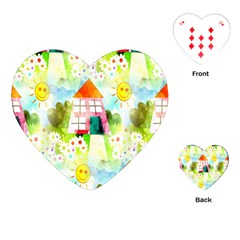 Summer House And Garden A Completely Seamless Tile Able Background Playing Cards (heart) 