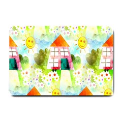 Summer House And Garden A Completely Seamless Tile Able Background Small Doormat  by Simbadda