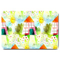 Summer House And Garden A Completely Seamless Tile Able Background Large Doormat  by Simbadda