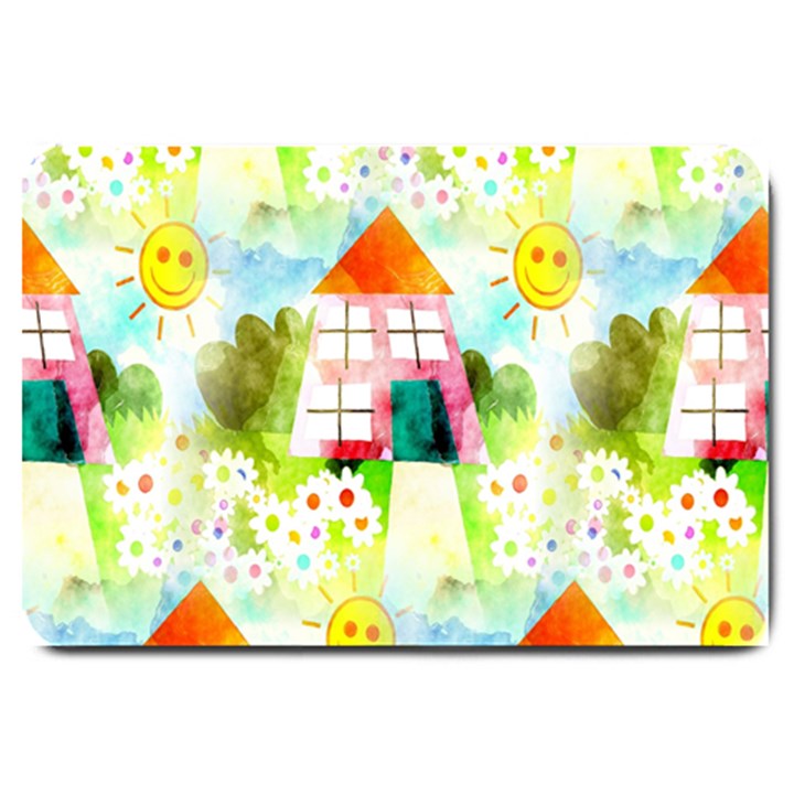 Summer House And Garden A Completely Seamless Tile Able Background Large Doormat 