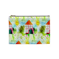 Summer House And Garden A Completely Seamless Tile Able Background Cosmetic Bag (medium)  by Simbadda