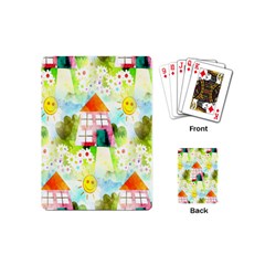 Summer House And Garden A Completely Seamless Tile Able Background Playing Cards (mini)  by Simbadda