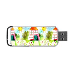 Summer House And Garden A Completely Seamless Tile Able Background Portable Usb Flash (two Sides) by Simbadda