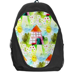 Summer House And Garden A Completely Seamless Tile Able Background Backpack Bag by Simbadda