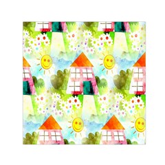 Summer House And Garden A Completely Seamless Tile Able Background Small Satin Scarf (square) by Simbadda