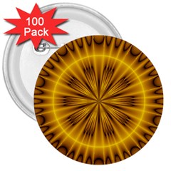 Fractal Yellow Kaleidoscope Lyapunov 3  Buttons (100 Pack)  by Simbadda