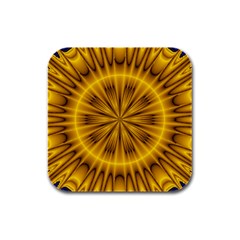 Fractal Yellow Kaleidoscope Lyapunov Rubber Square Coaster (4 Pack)  by Simbadda