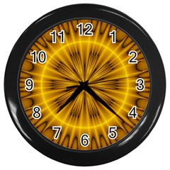 Fractal Yellow Kaleidoscope Lyapunov Wall Clocks (black) by Simbadda