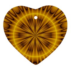 Fractal Yellow Kaleidoscope Lyapunov Heart Ornament (two Sides) by Simbadda