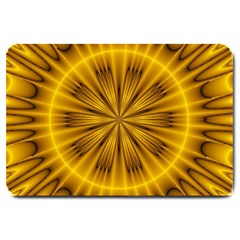 Fractal Yellow Kaleidoscope Lyapunov Large Doormat  by Simbadda