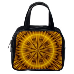 Fractal Yellow Kaleidoscope Lyapunov Classic Handbags (one Side) by Simbadda