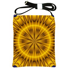 Fractal Yellow Kaleidoscope Lyapunov Shoulder Sling Bags by Simbadda