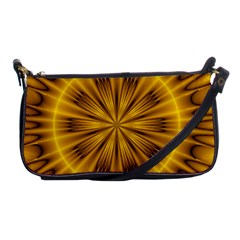 Fractal Yellow Kaleidoscope Lyapunov Shoulder Clutch Bags by Simbadda