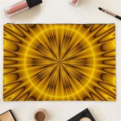 Fractal Yellow Kaleidoscope Lyapunov Cosmetic Bag (xxl)  by Simbadda