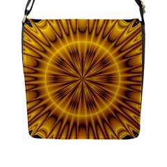 Fractal Yellow Kaleidoscope Lyapunov Flap Messenger Bag (l)  by Simbadda