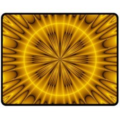 Fractal Yellow Kaleidoscope Lyapunov Double Sided Fleece Blanket (Medium) 