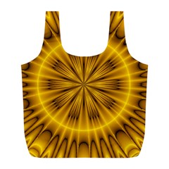 Fractal Yellow Kaleidoscope Lyapunov Full Print Recycle Bags (l)  by Simbadda