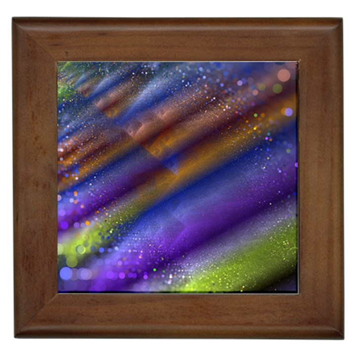 Fractal Color Stripes Framed Tiles