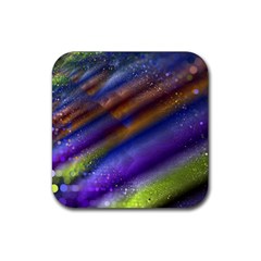 Fractal Color Stripes Rubber Coaster (Square) 