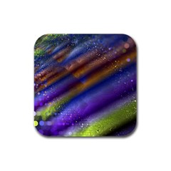 Fractal Color Stripes Rubber Square Coaster (4 pack) 