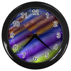 Fractal Color Stripes Wall Clocks (Black)