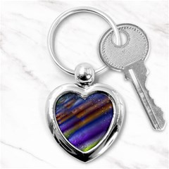 Fractal Color Stripes Key Chains (Heart) 