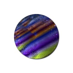 Fractal Color Stripes Rubber Round Coaster (4 pack) 