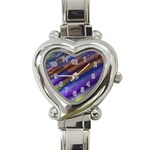 Fractal Color Stripes Heart Italian Charm Watch Front