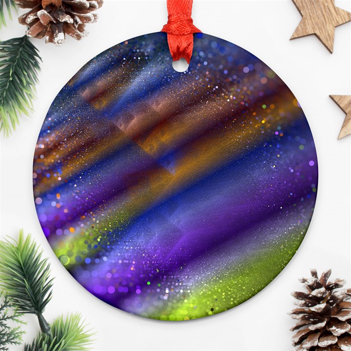 Fractal Color Stripes Round Ornament (Two Sides)