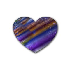 Fractal Color Stripes Rubber Coaster (Heart) 