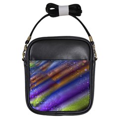 Fractal Color Stripes Girls Sling Bags