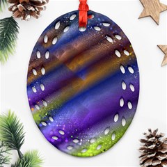 Fractal Color Stripes Ornament (oval Filigree) by Simbadda