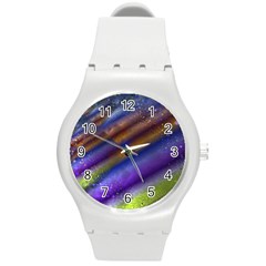 Fractal Color Stripes Round Plastic Sport Watch (M)