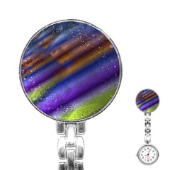 Fractal Color Stripes Stainless Steel Nurses Watch