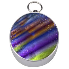 Fractal Color Stripes Silver Compasses