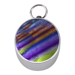 Fractal Color Stripes Mini Silver Compasses