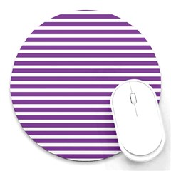 Horizontal Stripes Purple Round Mousepads by Mariart