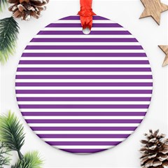 Horizontal Stripes Purple Ornament (round) by Mariart