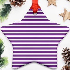 Horizontal Stripes Purple Ornament (star) by Mariart