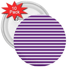 Horizontal Stripes Purple 3  Buttons (10 Pack) 