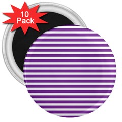 Horizontal Stripes Purple 3  Magnets (10 Pack)  by Mariart