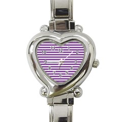 Horizontal Stripes Purple Heart Italian Charm Watch by Mariart